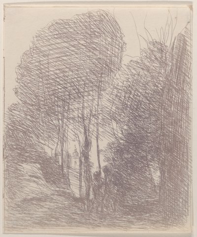 潘菲利别墅的纪念品，1871年。 作者 让·巴蒂斯特·卡米尔·科罗