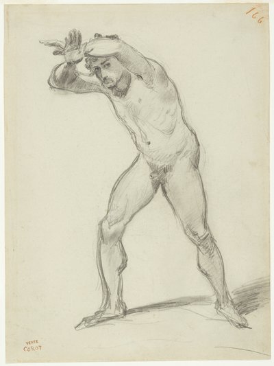 男性裸体站立 作者 Jean-Baptiste-Camille Corot