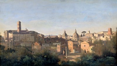 从法尔内塞花园（Farnese Gardens）看的论坛，罗马，1826年 作者 让·巴蒂斯特·卡米尔·科罗