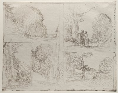 伯里克花园，画家巷，,草，大型Wood夫，1921年印刷。 作者 让·巴蒂斯特·卡米尔·科罗
