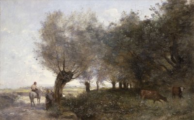 La Pointe de L“ Ile的柳树 作者 Jean Baptiste Camille Corot