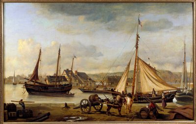 1834 年鲁昂的前港 卡米尔·柯罗 (Camille Corot) (1796-1875) 绘画 1834 年 1,1x1,73 m Rouen，Musee des Beaux Arts 作者 让·巴蒂斯特·卡米尔·科罗