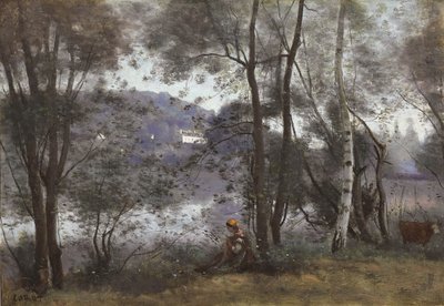 阿维（Ville d“ Avray）：1865-1870年透过树叶看到的湖泊 作者 让·巴蒂斯特·卡米尔·科罗