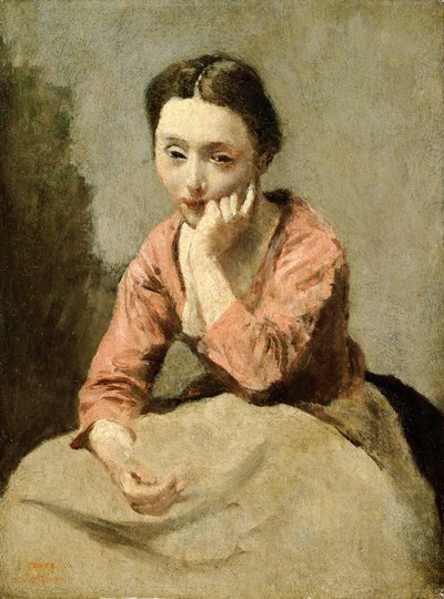 穿粉红色上衣的女人（布面油画） 作者 让·巴蒂斯特·卡米尔·科罗