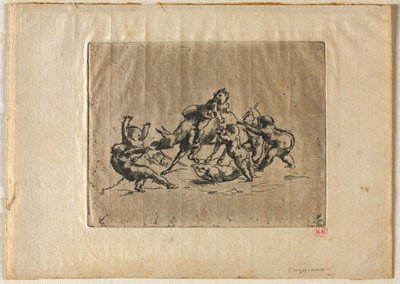 有孩子和驴的Bacchanal。 作者 让·巴蒂斯特·卡尔佩