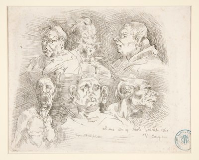Croquis de Grotesques（怪诞头像素描） 作者 让·巴蒂斯特·卡尔佩