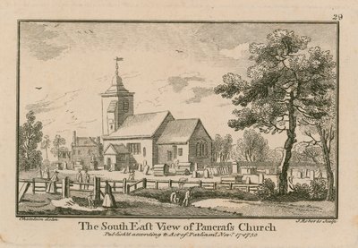 伦敦圣潘克拉斯教堂的东南视图 作者 让·巴蒂斯特·克劳德·沙特莱恩