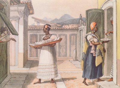 1827年在里约热内卢旅行的女售货员，来自1839年的“巴西风景和历史之旅” 作者 让·巴蒂斯特·德布雷特