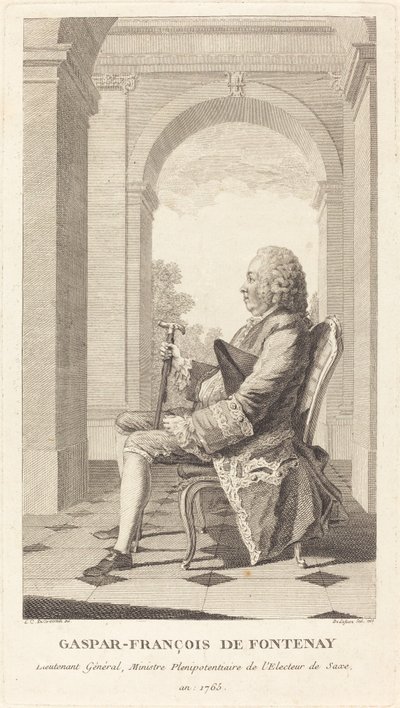 加斯帕-弗朗索瓦-德-丰特内 作者 让·巴蒂斯特·德拉福斯 (Jean Baptiste Delafosse) 以路易·德·卡罗吉斯 (Louis de Carrogis) 命名，称 Carmontelle