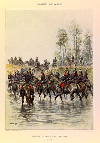 儒勒-理查德上尉的法国军队的类型和制服，由爱德华-迪特尔（1848-1912）绘制。龙；1885年的战场服务，私人收藏 作者 让·巴蒂斯特·爱德华·Detaille
