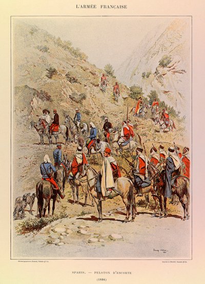 儒勒-理查德上尉的法国军队的类型和制服，由爱德华-迪特尔（1848-1912）绘制。Spahis；1886年的护卫排，私人收藏 作者 让·巴蒂斯特·爱德华·Detaille