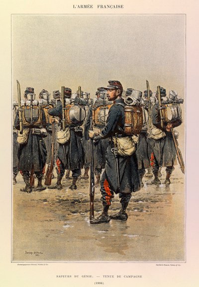 儒勒-理查德上尉的法国军队的类型和制服，由爱德华-迪特尔（1848-1912）画的。1886年身着乡村服装的精灵军士，私人收藏 作者 让·巴蒂斯特·爱德华·Detaille