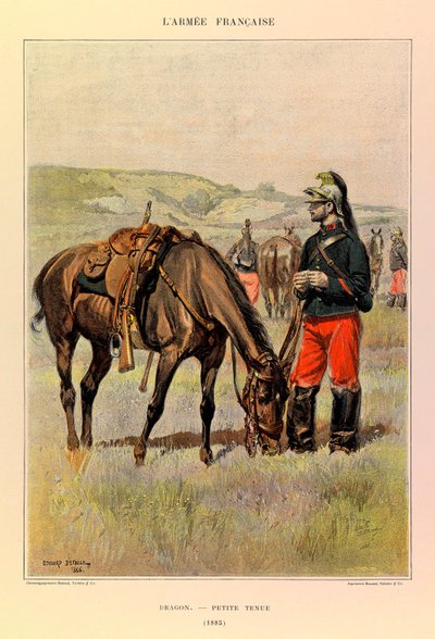 儒勒-理查德上尉的法国军队的类型和制服，由爱德华-迪特尔（1848-1912）绘制。1885年穿小礼服的龙，私人收藏 作者 让·巴蒂斯特·爱德华·Detaille