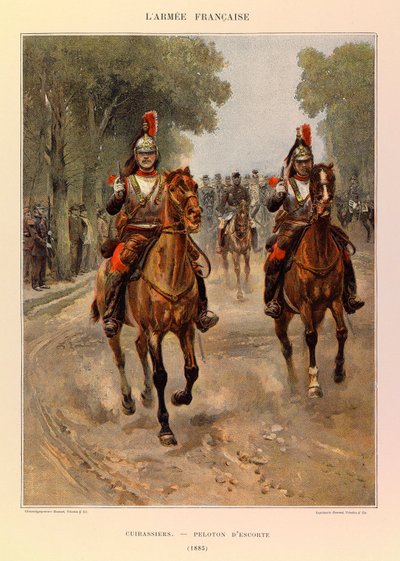 儒勒-理查德上尉的法国军队的类型和制服，由爱德华-迪特尔（1848-1912）绘制。宪兵队。1885年的护卫排，私人收藏 作者 让·巴蒂斯特·爱德华·Detaille