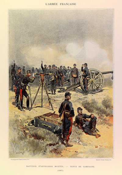 Types and uniforms of the French Armee of Captain Jules Richard, illustrated by Edouard Detaille (1848-1912): Battery of Artillery mounted in field uniform in 1887, Private Collection 作者 让·巴蒂斯特·爱德华·Detaille