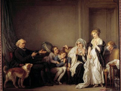 Le cure et la jeune widow 绘画：Jean Baptiste Greuze (1725-1805) 18世纪 作者 让·巴蒂斯特·格鲁兹
