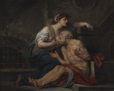 西蒙和佩罗，罗马慈善组织，约1767年（布面油画） 作者 让·巴蒂斯特·格鲁兹