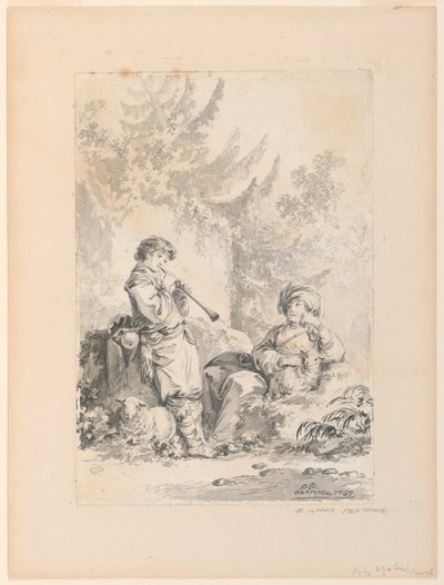 景观中的牧童和牧羊女 作者 Jean Baptiste Le Prince