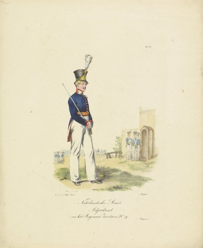 瑞士军团副官，1820-1825 年
Nederlandsche Armée Adjutant van het Regiment Zwitsers No.
荷兰王国的军装。献给比兰特的威廉阁下（文物上的系列名称 作者 J德尔福斯