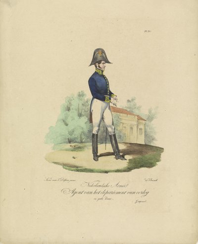 陆军部代理人，1820-1825 年
荷兰陆军部代理在盛大的 Tenue 中（物品上有标题）
荷兰王国的军装。献给威廉-范-比兰特阁下（系列标题 作者 J德尔福斯