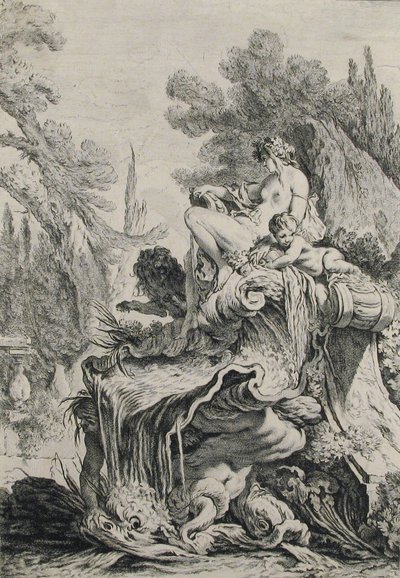 坐在贝壳上的女巫喷泉 Une fontaine avec une näiade assise sur une c..、 作者 让·巴蒂斯特·玛丽·皮埃尔