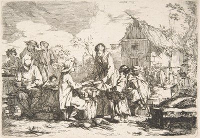 村庄市场 Le Marché de village, 18世纪。 作者 让·巴蒂斯特·玛丽·皮埃尔