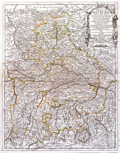 巴伐利亚地图（德国）（雕版画 作者 让·巴蒂斯特·诺林（Jean Baptiste Nolin）