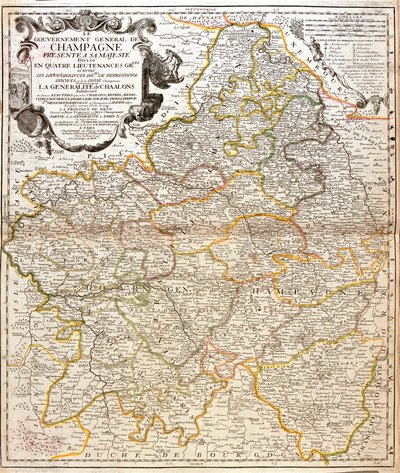 香槟 (法国) 地图 (雕刻 作者 让·巴蒂斯特·诺林（Jean Baptiste Nolin）