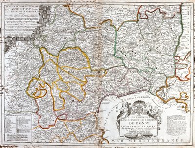 Map of Languedoc (South of France) (Engraving 作者 让·巴蒂斯特·诺林（Jean Baptiste Nolin）
