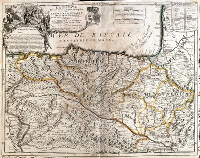 Map of the Biscay province (Spain) and the kingdom of Navarre (France) (Engraving 作者 让·巴蒂斯特·诺林（Jean Baptiste Nolin）