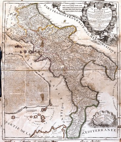 那不勒斯王国（意大利）地图（雕刻 作者 让·巴蒂斯特·诺林（Jean Baptiste Nolin）