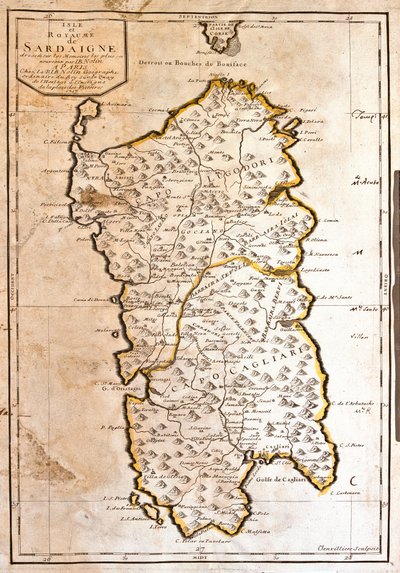 撒丁岛王国地图（意大利）（雕刻 作者 让·巴蒂斯特·诺林（Jean Baptiste Nolin）
