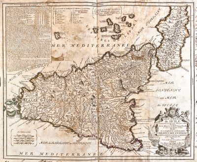 西西里王国 (意大利) 地图 (雕刻 作者 让·巴蒂斯特·诺林（Jean Baptiste Nolin）