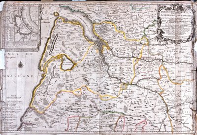 波尔多（法国）周边地区地图（雕刻 作者 让·巴蒂斯特·诺林（Jean Baptiste Nolin）