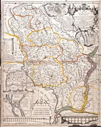 于泽斯教区地图（法国）（雕刻 作者 让·巴蒂斯特·诺林（Jean Baptiste Nolin）