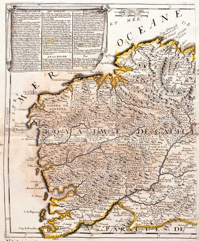 加利西亚王国地图（西班牙）（雕刻 作者 让·巴蒂斯特·诺林（Jean Baptiste Nolin）