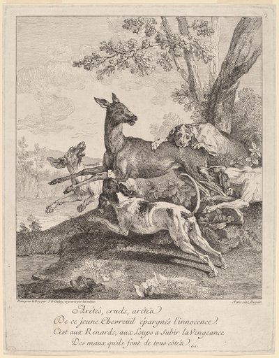 一只被狗袭击的鹿 作者 Jean Baptiste Oudry