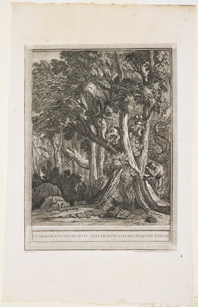 多头之龙，寓言十二，c。 1753年至1755年 作者 Jean Baptiste Oudry