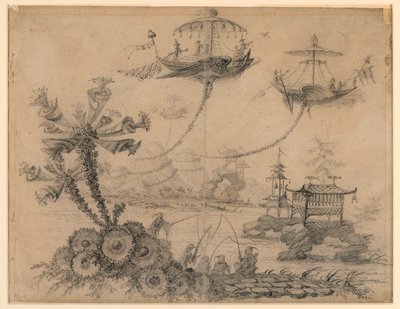 素描，中国风幻想，1770-90 年 作者 让·巴蒂斯特·皮列曼