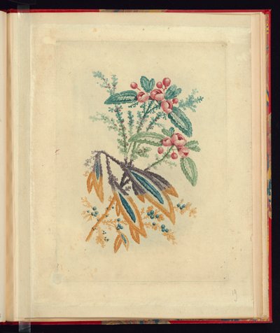 带小红花和浆果的装饰设计，选自《Nouvelle suite de cahiers de flerurs naturelles a l