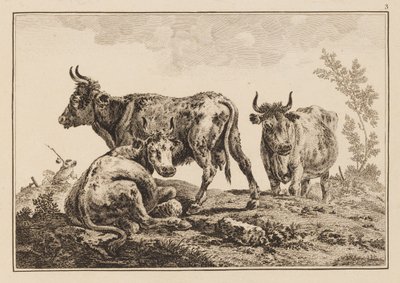 图版 3，选自 "Cahier de Six Feuilles de Boeufs et Vaches"（《六张牛肉和奶牛图集》）。 作者 老让·雅克·艾薇儿