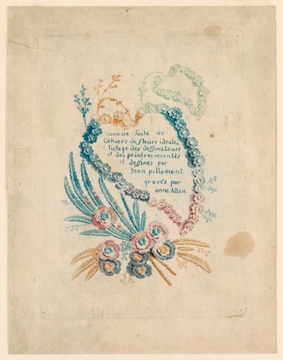 Nouvelle Suitte de Cahiers de fleurs iéales"（新系列花卉笔记本）扉页 作者 安妮·艾伦