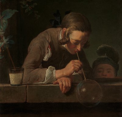 肥皂泡，约。 1733-34。 作者 让·巴蒂斯特·西蒙·查尔丁