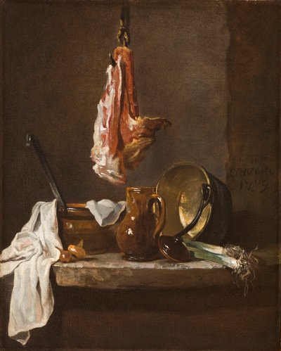 静物与牛肋骨，1739年 作者 Jean Baptiste Simeon Chardin