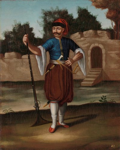 阿尔巴尼亚士兵 作者 Jean Baptiste Vanmour（工作室）