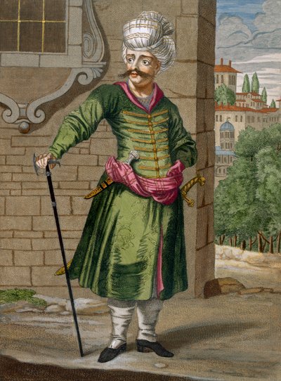 一张波斯语，由杰拉德·斯科林（1671-1716）雕刻的“代表黎凡特的不同国家的一百张照片集”中的第90页，1707-08 作者 让·巴蒂斯特·范穆尔