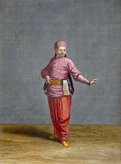 一个土耳其男孩，来自Charles de Ferriol的“代表不同国家的一百张照片集”的第44页，由Jean-Baptiste Haussard（fl.1679-1749）雕刻，1707-08（colo 作者 让·巴蒂斯特·范穆尔