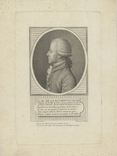 1790年代，恩维尔公爵路易·亚历山大·德拉罗什福考尔德（1743-1792）。 作者 让·巴蒂斯特·维利特