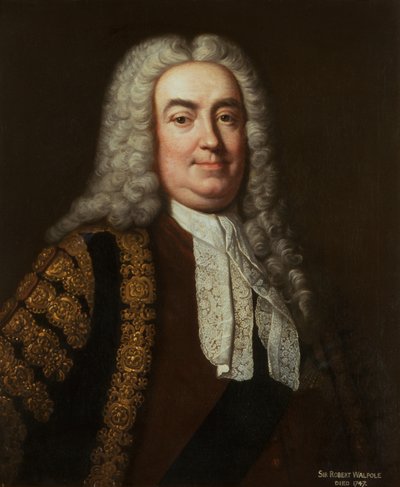 罗伯特-沃波尔爵士的肖像，约1740年（布面油画） 作者 Jean Baptiste van (studio of) Loo