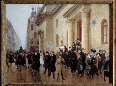 巴黎 Concorcet 高中的出口 Jean Beraud (1849-1935) 1903 年太阳作画。 0.51x0.65 m 巴黎，Carnavalet 博物馆 - 离开 Lycee Condorcet，在巴黎。 Jean Beraud (1849-1935) 的绘画 作者 让·贝罗